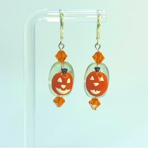 Halloween Pumpkin Glass Earrings